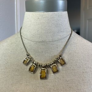 Yellow Silver Beaded Necklace with Matching Earrings